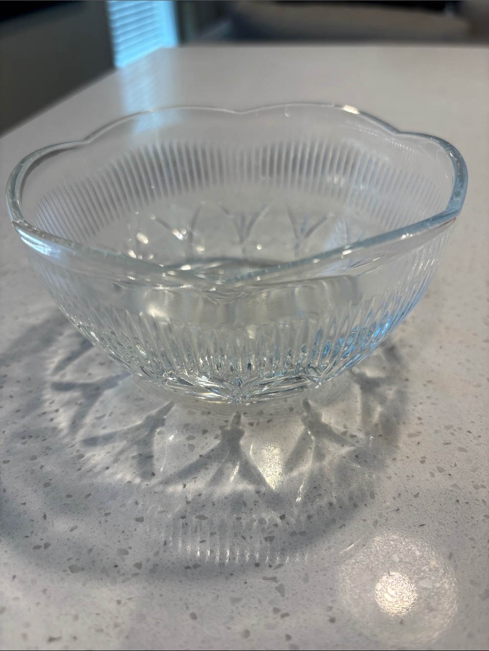 Vintage Portugal Cut Glass Salad/Fruit Bowl - Clear Star Pattern